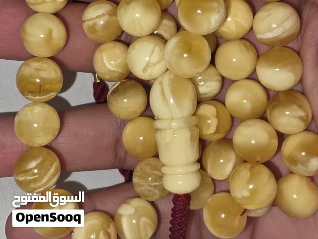 مسباح كهرب بولندي قديم جبس بعسل من النوادر 84g 13.5 - 14  55 خرزة
