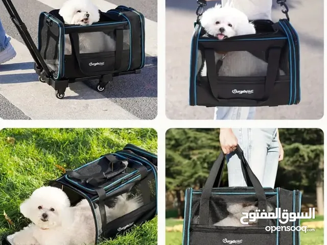 Pet bag trolley حقيبة مع عجلات للكلاب الصغيرة والقطط لون اسود مع عجلات