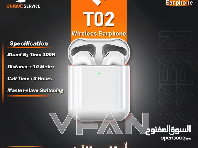 سماعه اذن اصلي وايرلس تعمل 5 ساعات عمل متواصلة Wireless VFan T02 Earphone