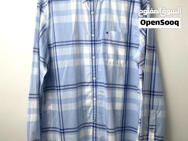 Tommy Hilfiger striped shirt (light blue, navy, white) – XL – New York fit – Excellent condition.
