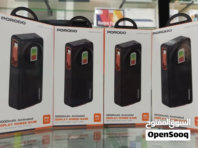 NEW PORODO 10000mAh ANIMATED DISPLAY POWER BANK 68CM RETRACTABLE TYPE-C CABLE