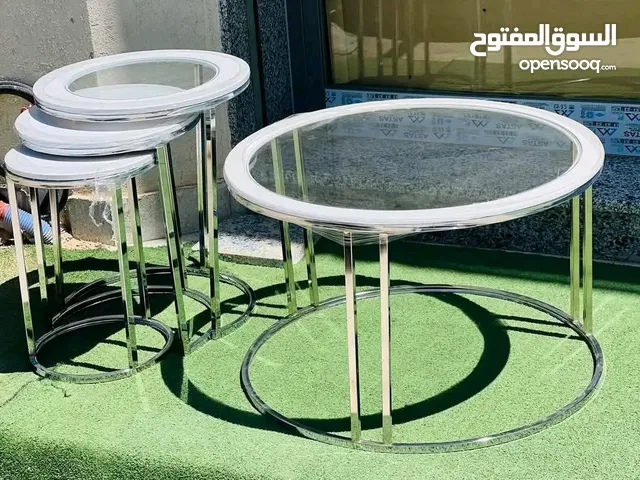 طاولة رباعية مقاس كبير 75سم متوفر لون فضي و ذهبي