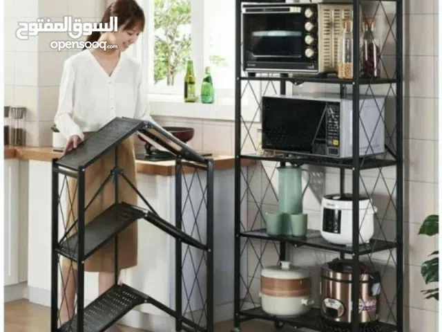 Metal folding shelves with 3 and 4 and 5 racks and wheels for kitchen and home