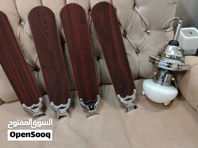مروحه سقفيه ريش خشب صاج جديده + ثريه