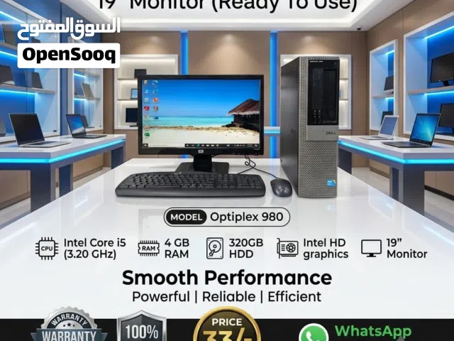 DELL i5 Computer Set 4GB Ram 320GB HDD With 19 Monitor Win & Office Ready To Use