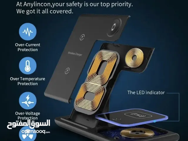 شاحنة لاسلكي اصلي قوي تكدر تشحن بيه السماعة و التلفون و الساعة بنفس الوقت