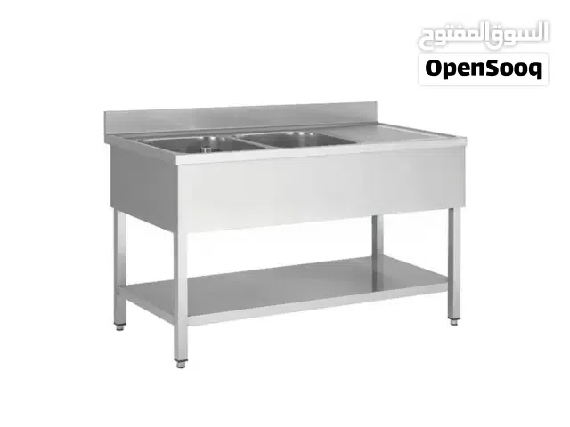 مغسه حوضين مع رف يمين Double lift bowl sink Size:1400* 700*850mm  Bowl:400*500*300mm