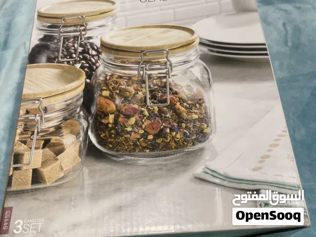3 Pieces Glass Jar Set with Bamboo Lids-Kitchen storage and Pantry Organiser  Material :Glass+Bamboo