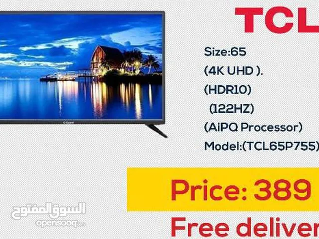 شاشه 65 انش تي سي ال 4K smart مع قاعده جداريه شامل توصيل مجانا