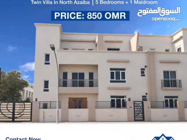 5BR+1Maidroom Twin Villa For Rent In North Azaiba