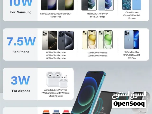 شاحن لاسلكي للايفون 3 في 1 وشحن سريع لاسلكيا لأجهزة iPhone و iwatch و AirPods في نفس الوقت