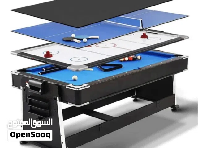 طاولة ألعاب متعددة 4 في 1 (بلياردو + هوكي + تنس طاولة + طاولة إضاقية للألعابك المفضلة)