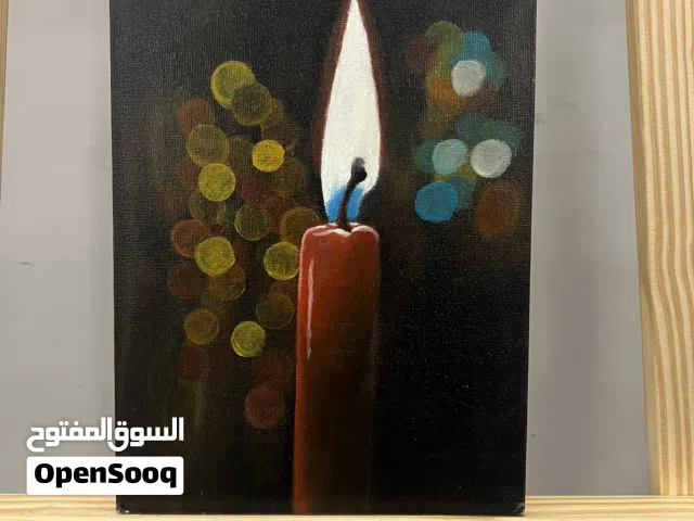 The Quiet Flame – Original Acrylic Candle Painting الشعلة الهادئة - لوحة باللوان الاكريليك