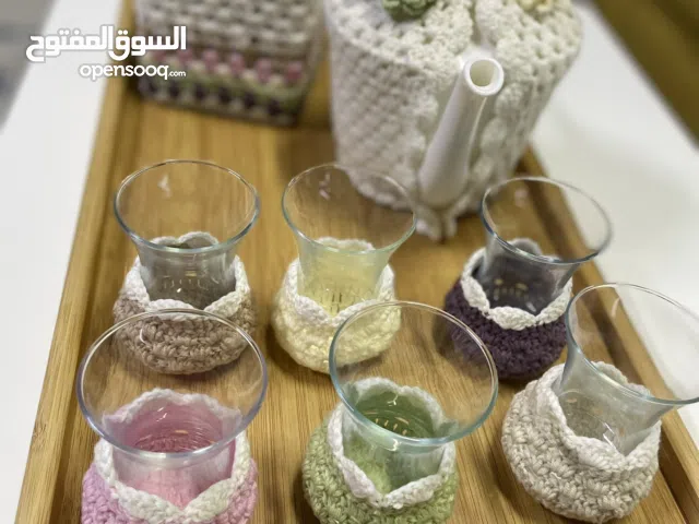 طقم كروشيه   إبريق مع اكواب شاي التركي