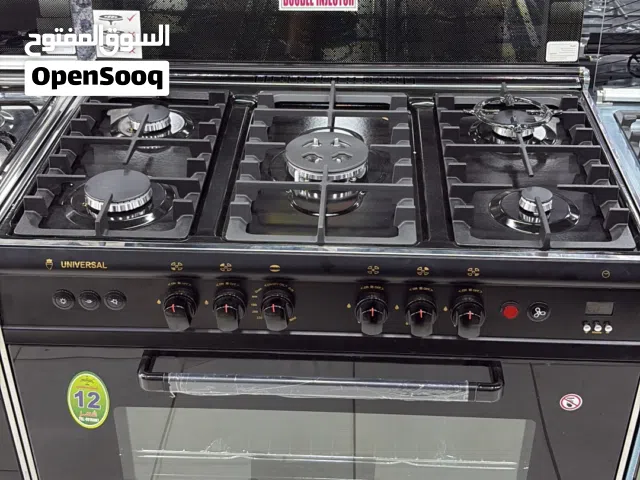 فرن غاز يونيفرسال ايطالي مع مراوح وشاشة تحكم باللون الاسود 90*60سم تتوفر لدينا خدمه التوصيل