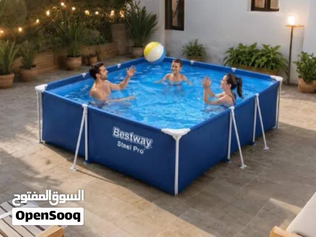 اجمل ذكريات الصيف في بيتك   لا داعي للبحث عن شواطئ مزدحمة، مسبح العائلة المستطيل يأتيك بالانتعا