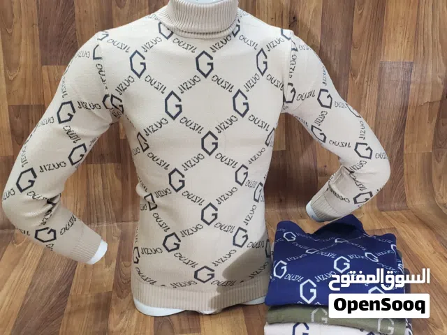 بيع بالجملة فنائل رجالي دافئة صوف طويلة الأكمام  برقبة عالية بياقة مدورة بقصة ضيقة للخريف والشتاء...