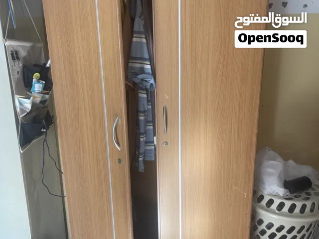 Computer table and one steel wardrobe one wooden wardrobe for sale