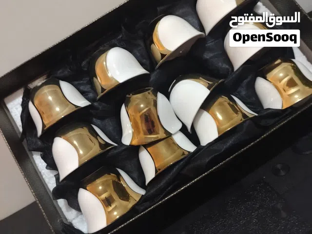 طقم 12 فنجان قهوة سادة فاخر جدا ب 6 دنانير