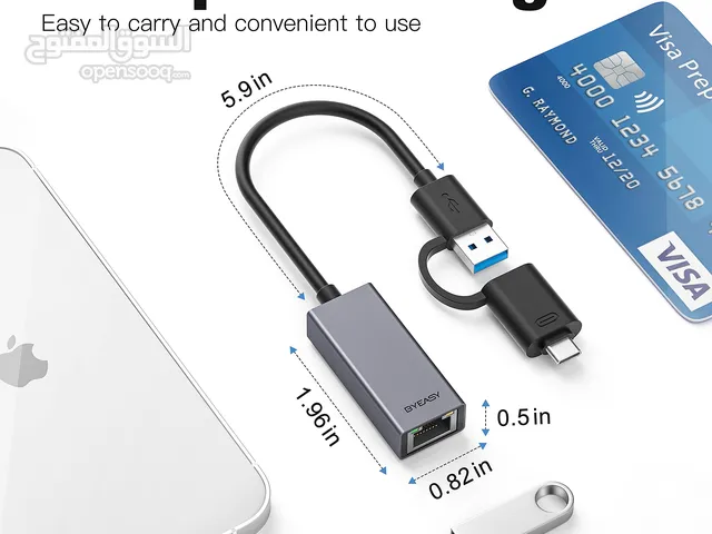 محول HAYSENSER HY-2207) USB 3.0/USB C Ethernet adapter)