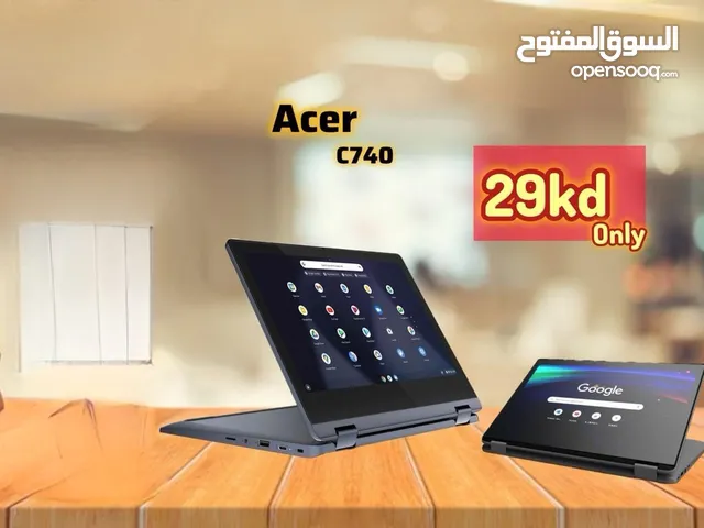 Acer c740  Processor: Intel celron  Windows: 10pro Ram : 4GB Ssd: 128gb