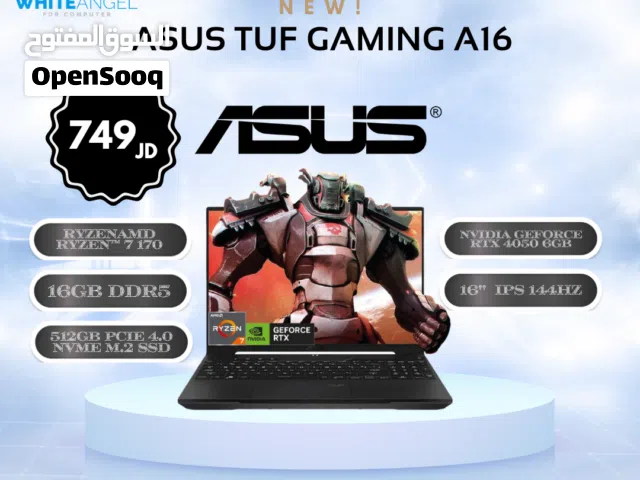 Asus tuf gaming a16 ryzen 7 RTX 4050 بس ب 749 دينار