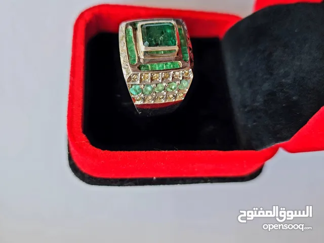 خاتم زمرّد وألماس طبيعي Natural Emerald & Diamonds