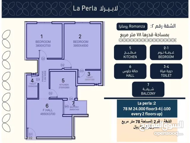 78 m2 2 Bedrooms Apartments for Sale in Muscat Al Maabilah