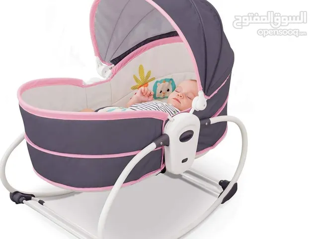 5 in 1 Baby Cradle Swing, Portable Newborn Gliding Bassinet with Detachable Canopy Music Toys Vibrat