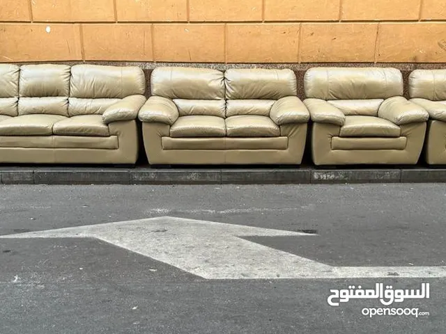 Sofa leather beige 7 seater 3+2+1+1