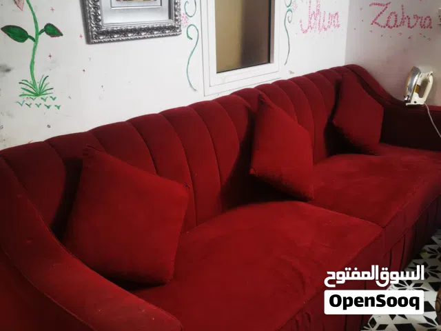 Long red sofa