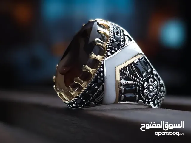 خواتم عقيق يماني وفضه طبيعي رقم واحد فاخر من الاخر