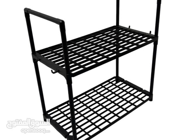 رف مطبخ معدني بطابقين مع خطافات – Kitchen Racks