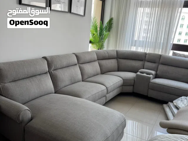 Grey L-shaped Sectional Sofa with Chaise and electric recliner — Spacious Modern Design 6 seater