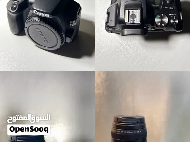 للبيع كاميرا 250D EOS Canon مع عدسات: عدسه:18-55mm عدسه : 75_300mm وفيها ضمان 6 اشهر والكاميرا نضيفه