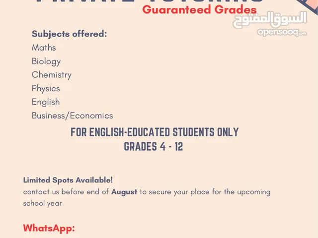 Tutor for Math/Physics/Biology/Chemistry/English In person or online GUARANTEED GRADES