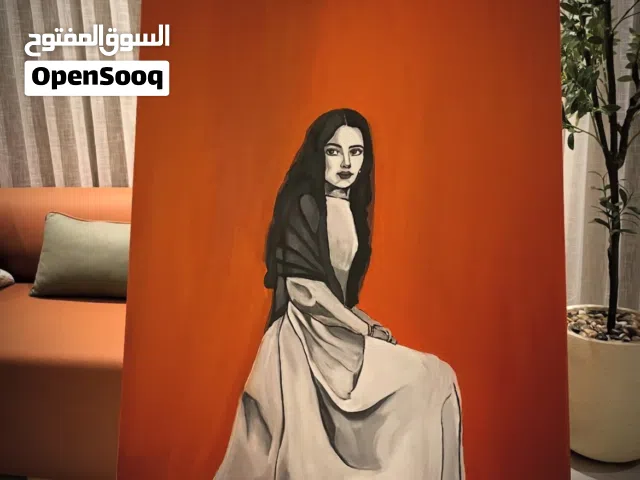 رسم يدوي على كانفس بحجم كبير، مناسبة لديكور الغرفة أو السعر 300