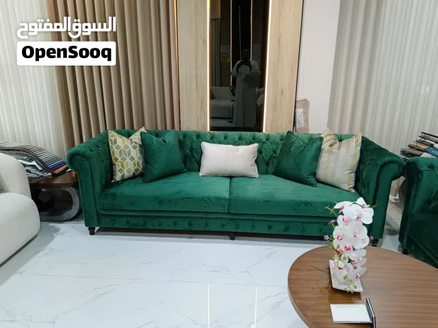 طقم جديد كامل 1كنبه 4 اشخاص 1كنبه 3 اشخاص 2 كرسي مفرد خام مخمل مضاد السوائل