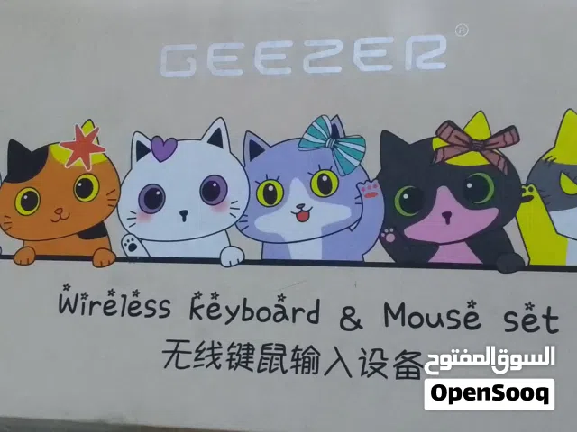 سيت كيبورد وماوس لاسلكي من الماركة الشهيرة GEEZER  بتصميم كرتوني لطيف