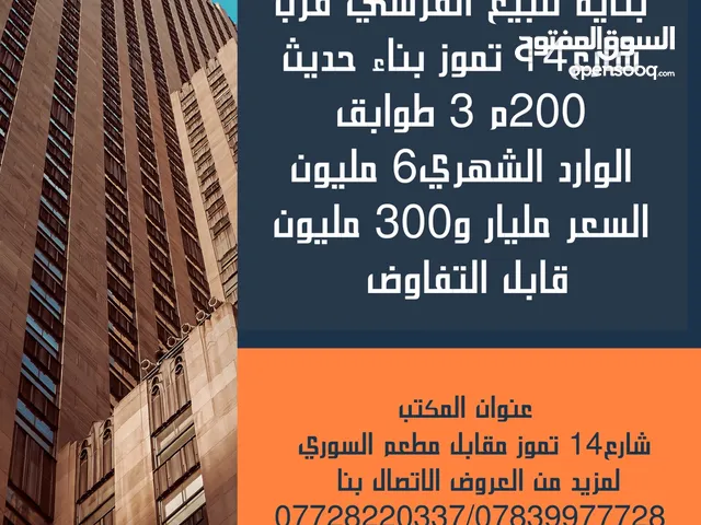 بنايه للبيع  مقابل جامع العبايجي  الواردالشهري 6مليون