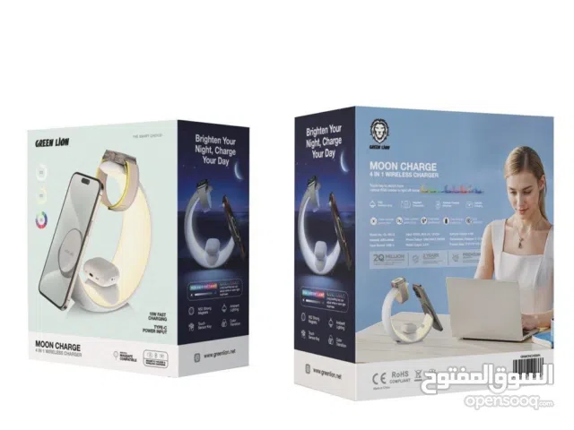 شاحن لاسلكي سريع 3 في 1 للسماعة والساعه والتلفون من جرين ليون
