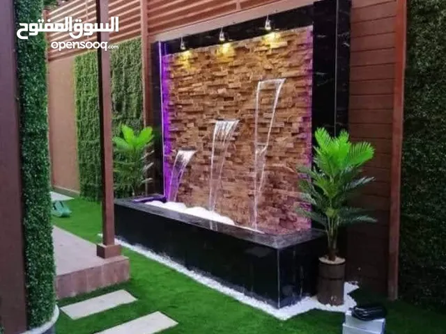 تنسيق الحدائق نجيل بناء شلال نافورة باربكيو