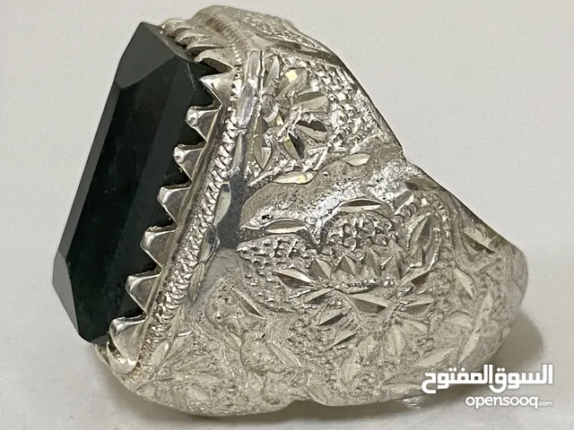 خاتمين يشم اخضر يماني صياغه ملكيه