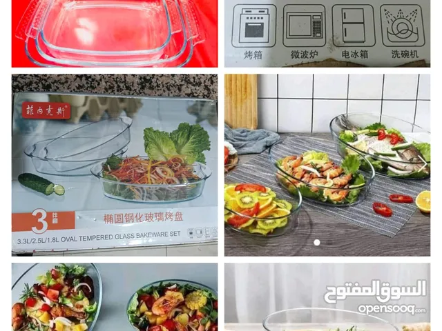 طقم أواني بايركس حراري بيضاوي مقواة 3 قطع