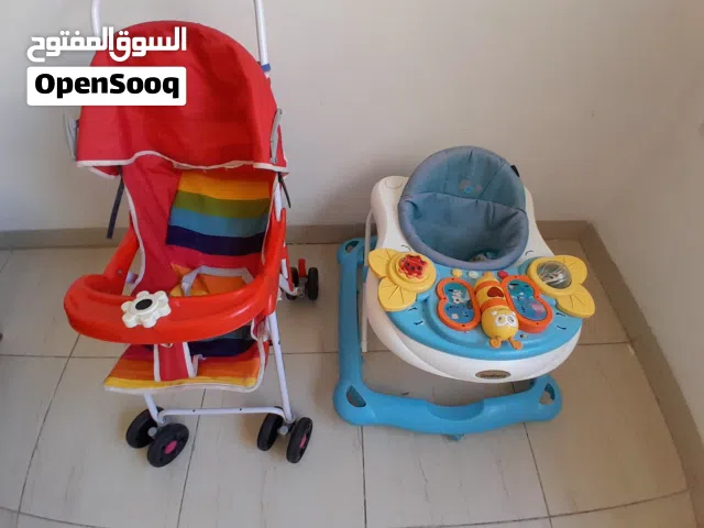 عربة أطفال + مشاية أطفال بحالة جيدة جدا