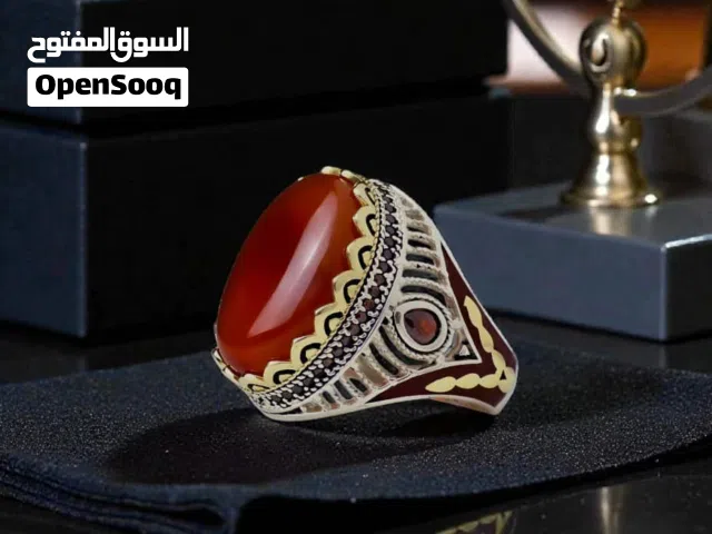 خواتم فضة عيار 925 مرصع بالعقيق اليماني