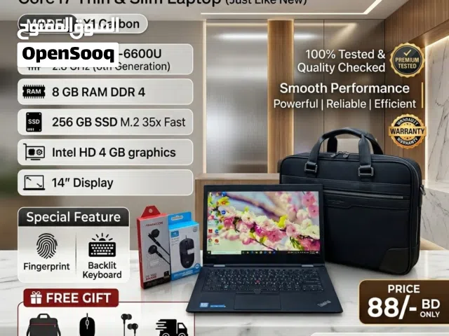 LENOVO X1 CARBON Core i7 Thin & Slim Laptop 14 Display 8GB RAM 256GB SSD M.2 35x Fast