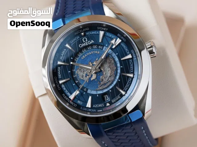 ساعة أوميغا اصلية مع كفالة فعالة لسا   Omega seamaster aqua terra 150m 43 mm case world timer