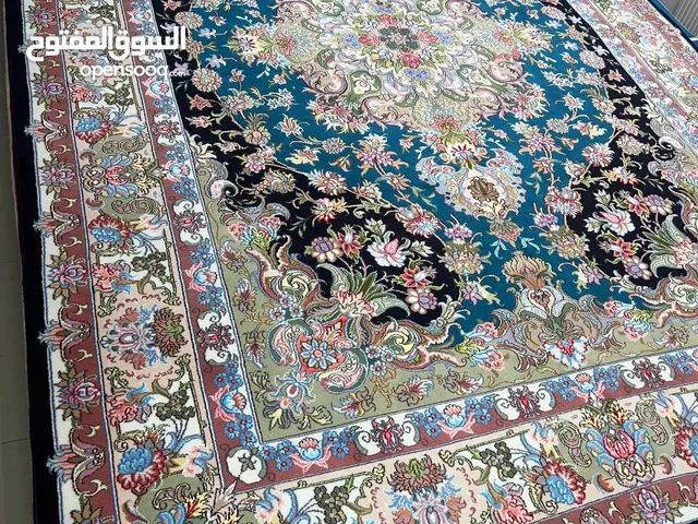 سجادة تبريز يدوية الصنع، طولها تسعة أمتار (نمط خطيبي، أزرق داكن)