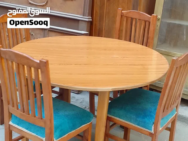 ربنا يبارك لصاحب النصيب  سفرة 4 كراسي وترابيزة مدورة عرض 120سم  عمولة العمولة خشب زان بالكامل بحال
